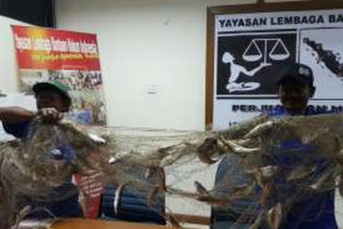 Nelayan tunjukkan ikan hasil tangkapan di Teluk Jakarta