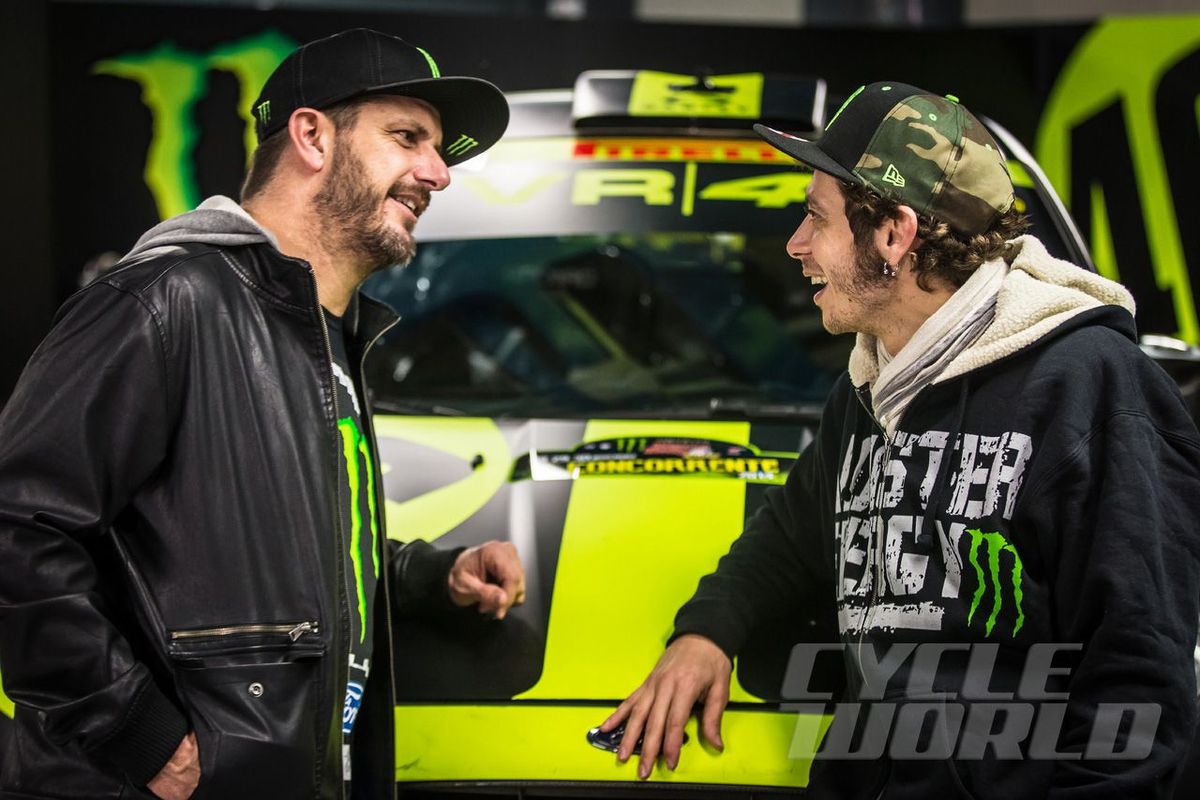 Ken Block dan Valentino Rossi pernah jadi rekan setim pada Monza Rally Show 2014