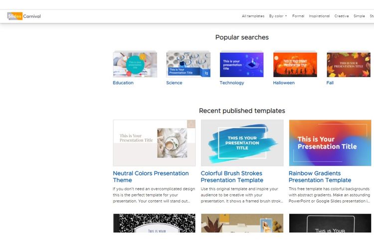 Situs web Slides Carnival menyediakan template PowerPoint gratis