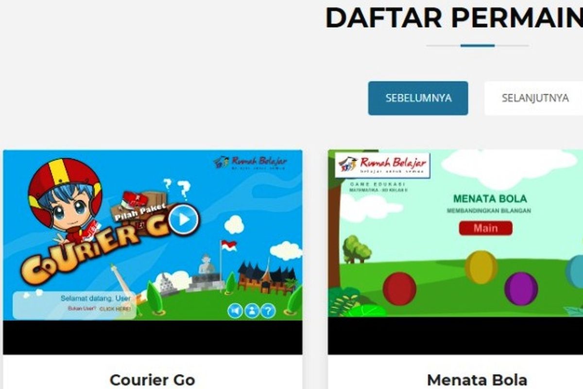 Edugame menarik bagi anak dari Rumah Belajar Kemendikbud.