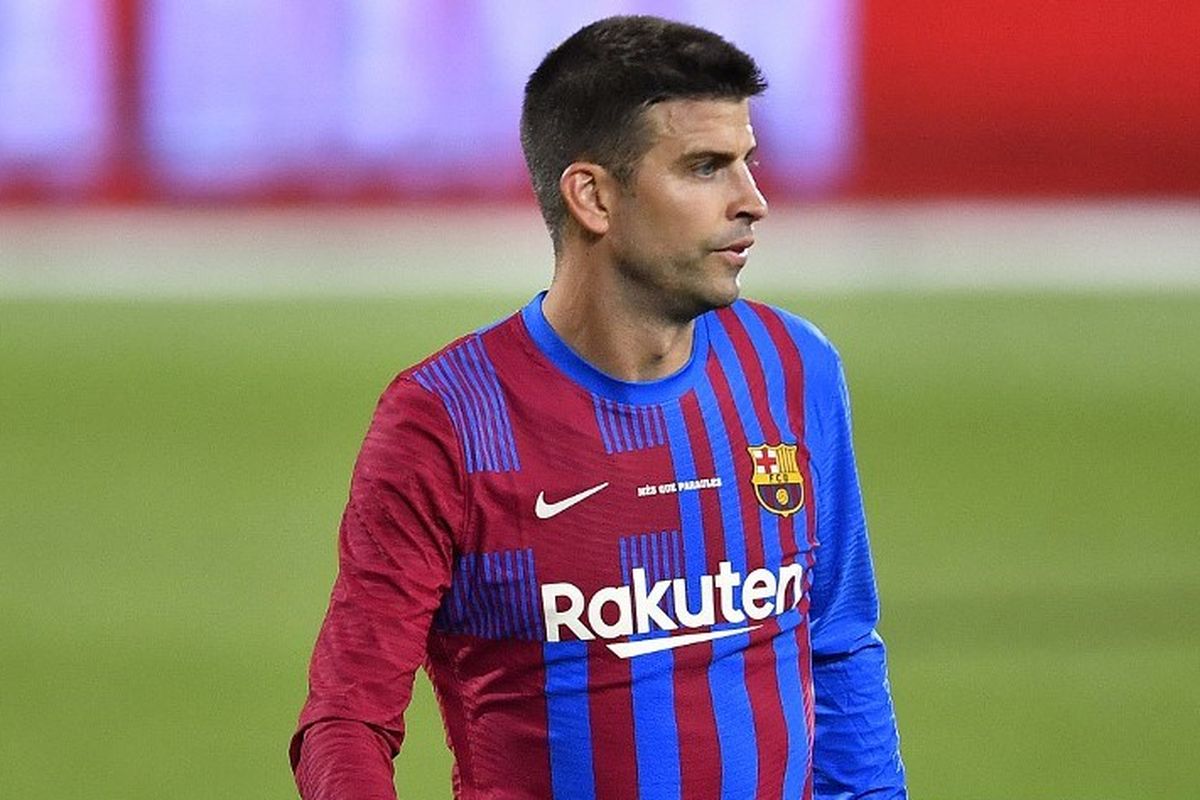 Bek Barcelona, Gerard Pique, selama pertandingan sepak bola persahabatan Joan Gamper Trophy ke-56 antara Barcelona dan Juventus di Stadion Johan Cruyff pada 8 Agustus 2021 lalu.