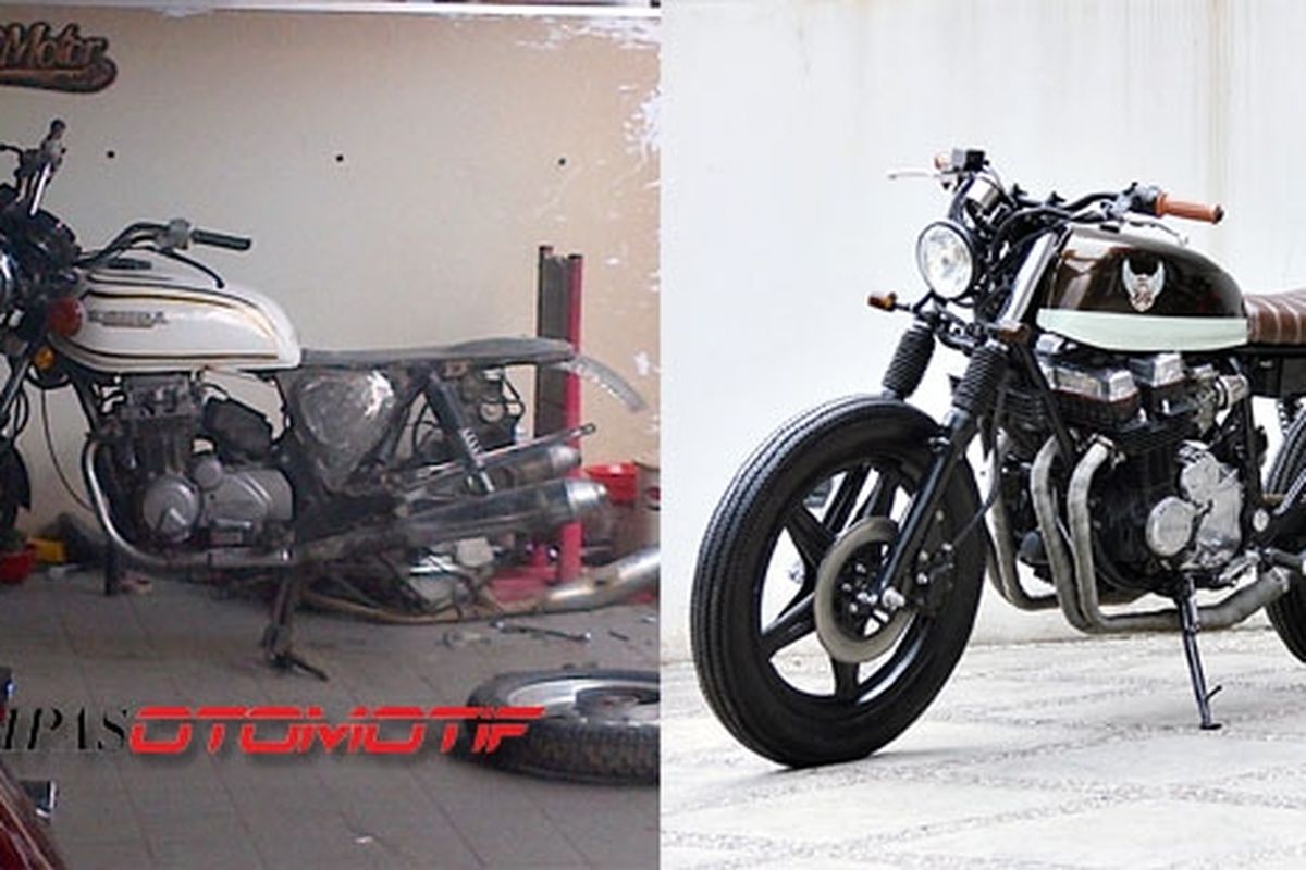Honda CB 350 (kiri), Honda CB 750 (kanan). Pertahankan aura klasik meski tampak modern.