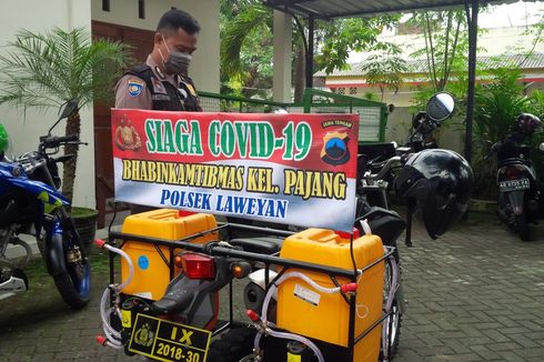 Polisi di Solo Modifikasi Sepeda Motor Dinasnya Jadi Alat Penyemprot Disinfektan