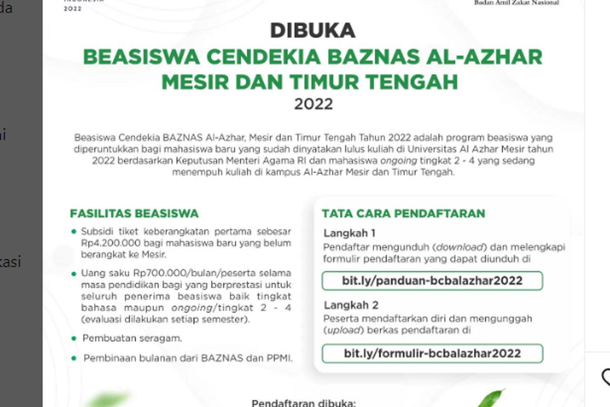 Baznas Buka Beasiswa Al Azhar Mesir 2022, Dapat Tiket dan Uang Saku