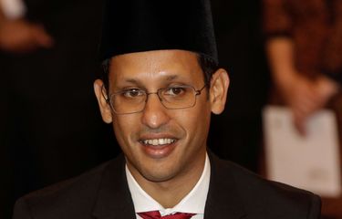 Menteri Pendidikan dan Kebudayaan, Nadiem Makarim saat pelantikan menteri-menteri Kabinet Indonesia Maju di Istana Negara, Jakarta, Rabu (23/10/2019). Presiden RI Joko Widodo mengumumkan dan melantik menteri-menteri Kabinet Indonesia Maju.