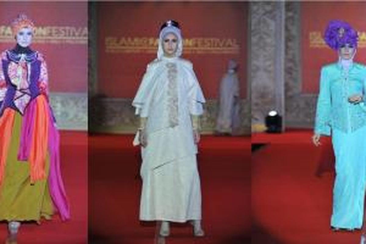 Koleksi rancangan Nora Galeri Muslimah, Jeny Tjahyawati, dan Calvin Thoo