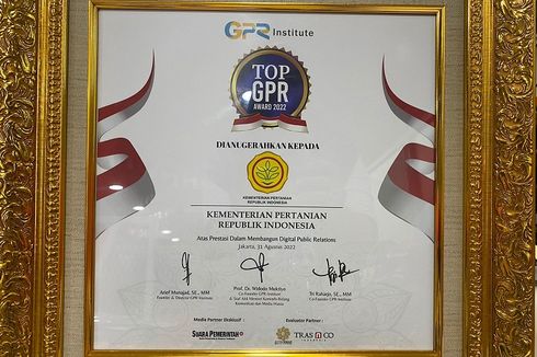 Sukses Jalankan Fungsi Kehumasan, Kementan Raih Penghargaan Top GPR Award 2022