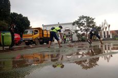 Alun-alun Cianjur yang Diresmikan Presiden Jokowi Terendam Lumpur