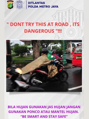 Polisi Imbau Pengendara motor untuk tidak menggunakan jas hujan ponco