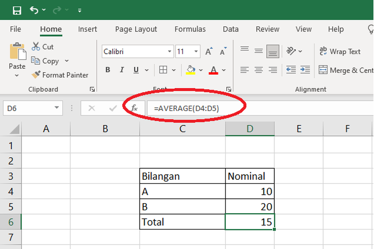 Cara menggunakan rumus AVERAGE di Microsoft Excel.