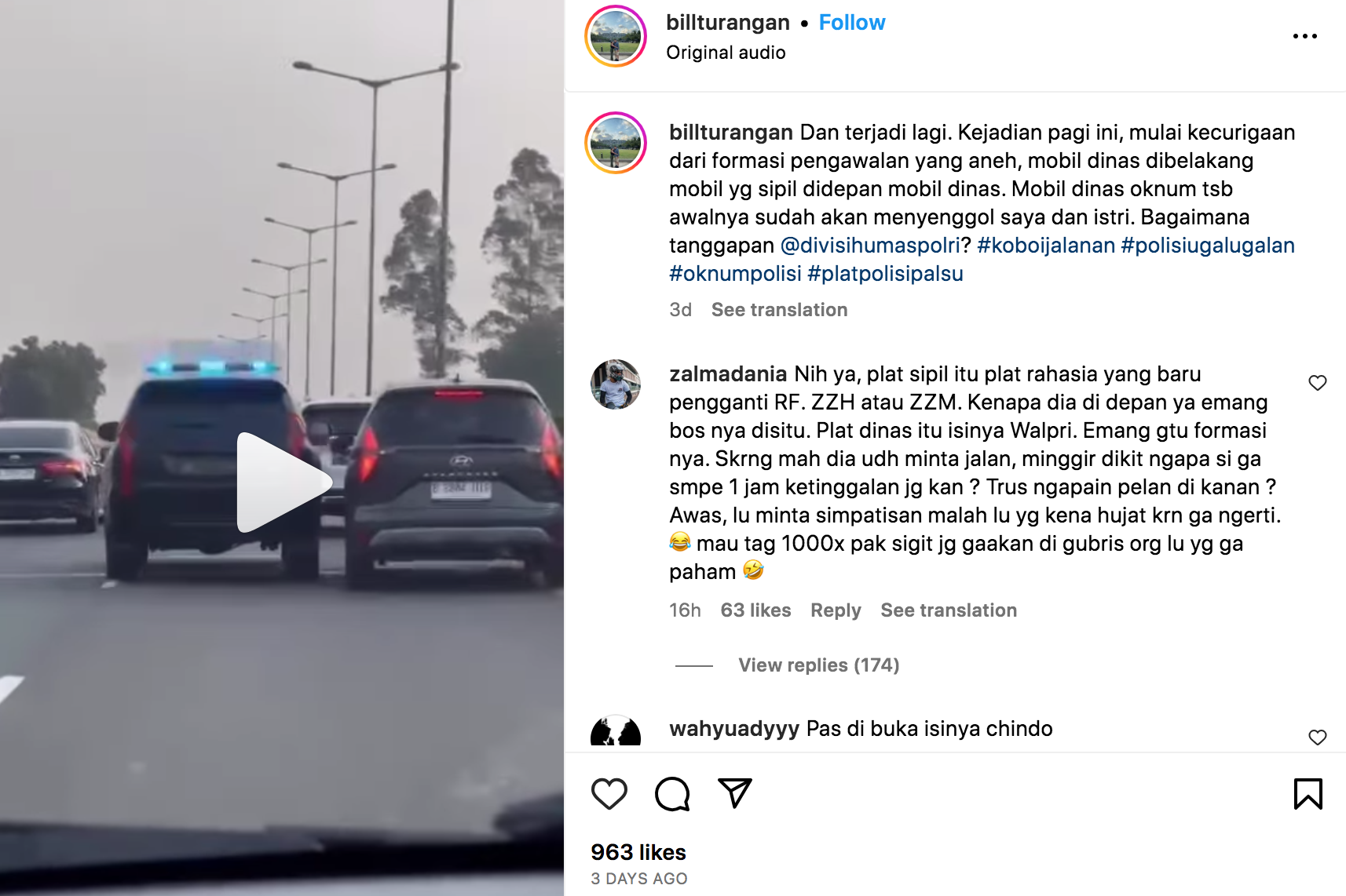 Video Pajero Sport Arogan Saat Mengawal di Jalan Tol