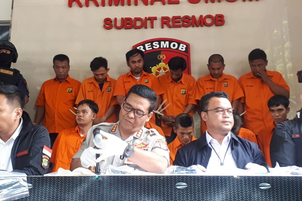 Konferensi pers curanmor di Polda Metro Jaya, Jakarta Selatan, Senin (26/8/2019)