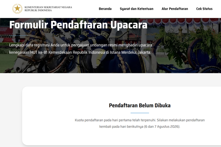 Kuota Undangan Upacara HUT ke-81 RI di Istana Langsung Ludes pada Hari Pertama 