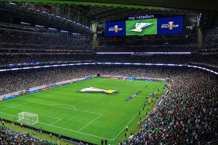 NRG Stadium saat menggelar laga Piala Emas Concacaf. Stadion di Houston tersebut akan menjadi salah satu venue Piala Dunia 2026.