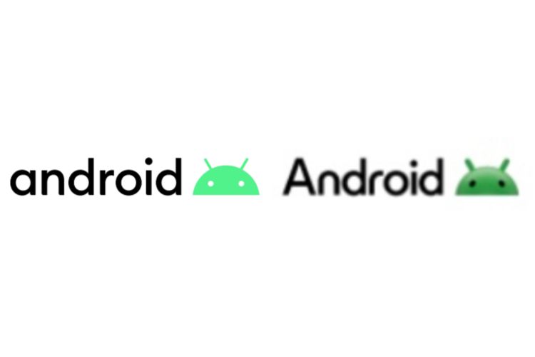 Ilustrasi logo lama (kiri) dan baru (kanan) OS Android dari Google.
