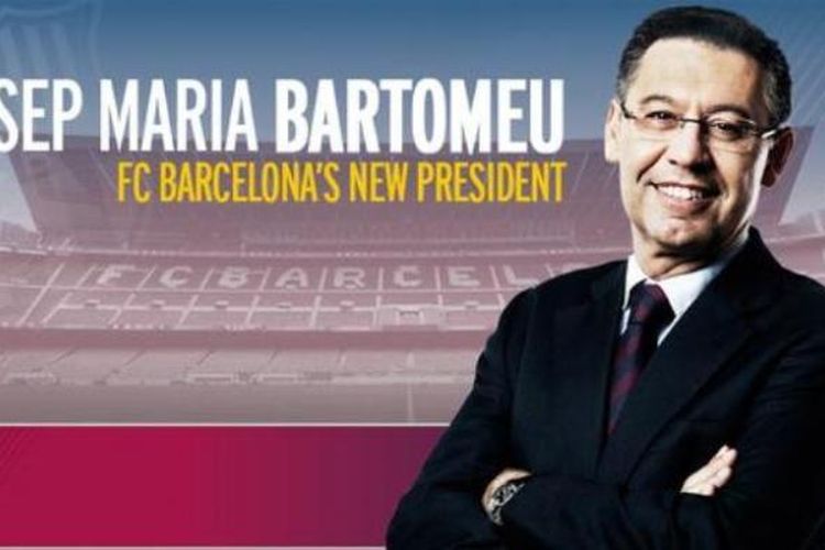 Barcelona mengumumkan Josep Maria Bartomeu sebagai presiden terpilih.