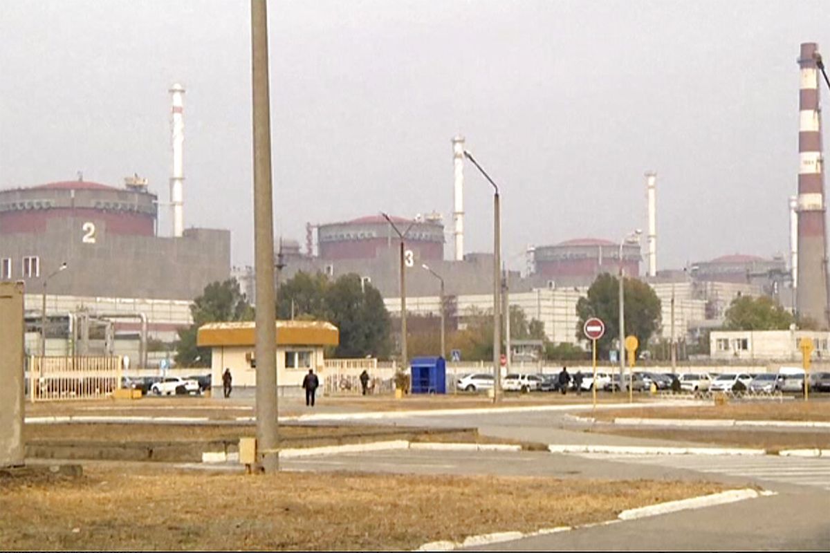 A filed photo of Zaporizhzhia power plant in Enerhodar, Ukraine dated October 20, 2015. A fire broke out at this biggest nuclear power plant in Europe during heavy fighting between the Russian and Ukrainian Forces early Friday, March 4, 2022.  