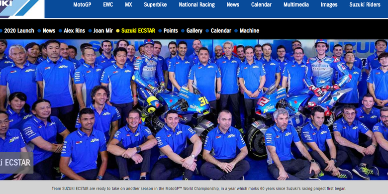 Potret tim Suzuki Ecstar pada MotoGP 2020.
