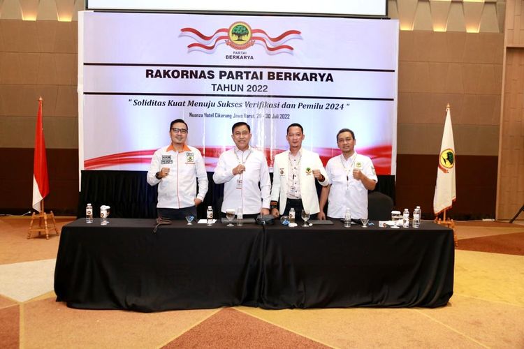Partai Berkarya menggelar rakornas di Bekasi pada Minggu (31/7/2022). 