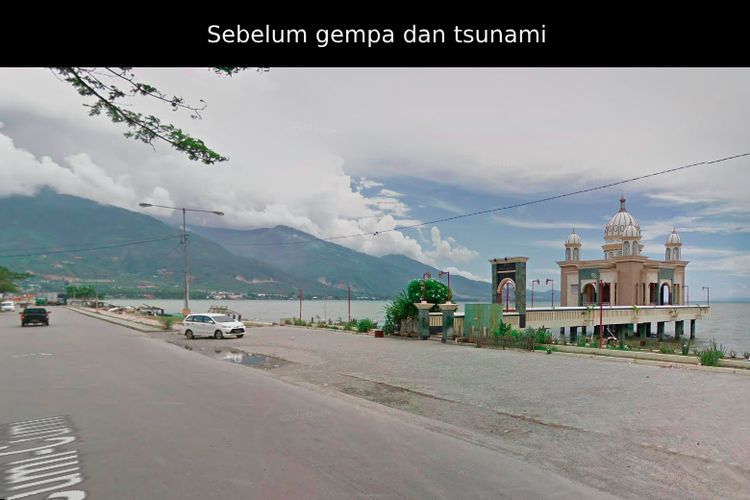 Masjid Arkham Babu Rahman atau Masjid Terapung yang terletak di Pantai Talise, Palu, Sulawesi Tengah.