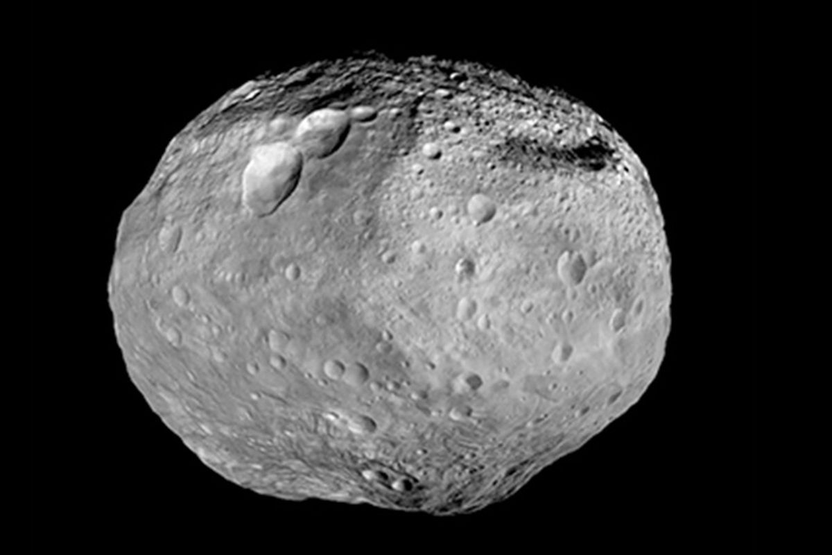 Gambar asteroid Vesta yang diambil pesawat luar angkasa NASA, Dawn. Asteroid terbesar kedua di sabuk utama tata surya ini.