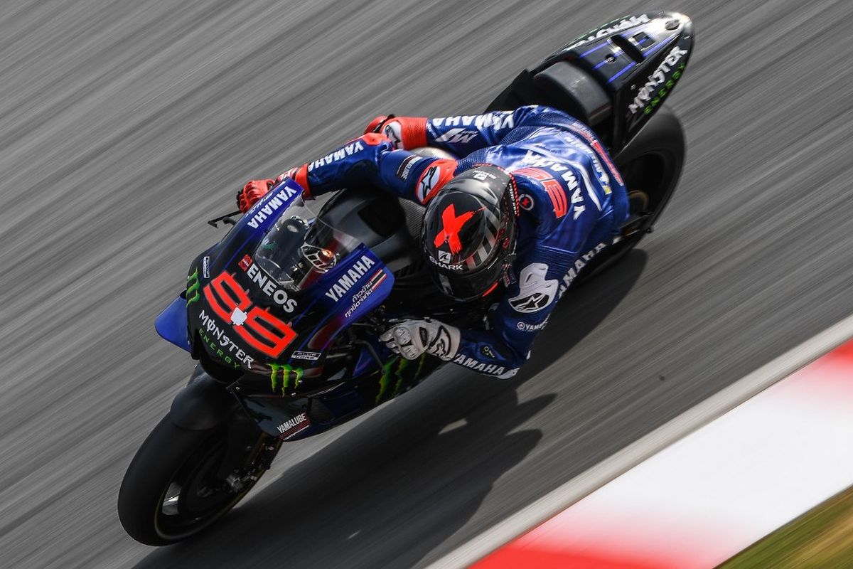 Jorge Lorenzo saat sesi tes pra-musim di Sepang, Malaysia. (Photo by MOHD RASFAN / AFP)