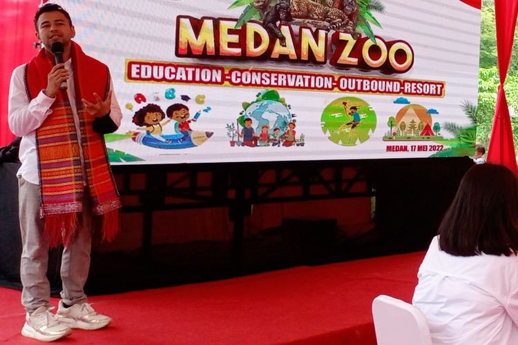 Raffi Ahmad, aktris yang juga Founder Rans Entertainment menanamkan investasinya di Medan Zoo, Selasa (17/5/2022)