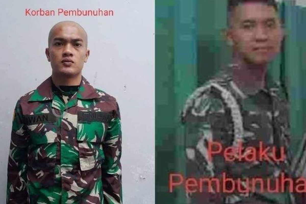 Kolase foto mendiang Iwan Sutrisman Telaumbanua dan terduga pelaku Serdan Adan Aryan Marsal 


