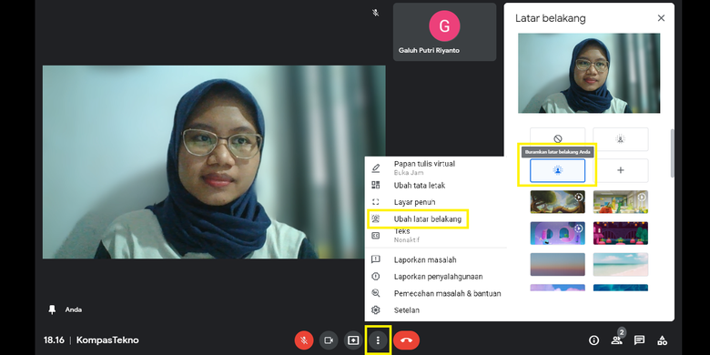 Pengguna juga dengan leluasa bisa mengganti background videonya saat video call berlangsung.