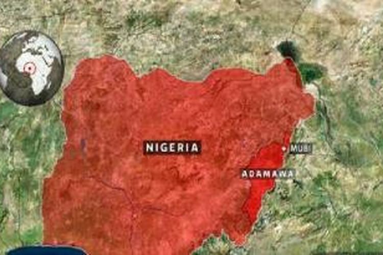 Peta lokasi terjadinya bom lapangan sepak bola di kota Mubi, Nigeria.