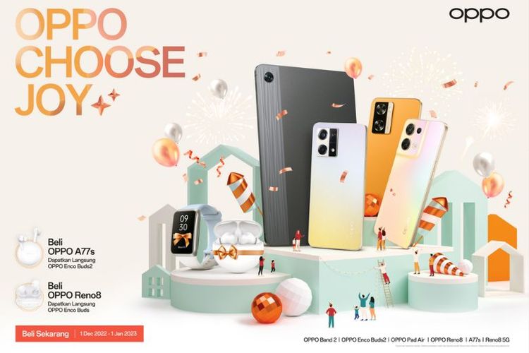 Oppo Beri Bonus TWS Enco Buds untuk Pembelian A77s dan Reno8 4G