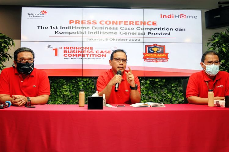 Press Conference IndiHome dalam rangka gelaran kompetisi 1st IndiHome Business Case Competition, Kamis (8/10/2020).