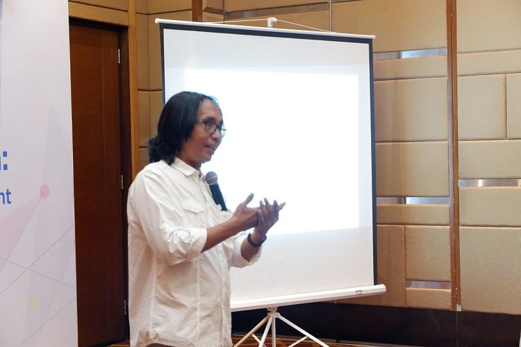 Yosep Suprayogi saat memberikan materi Workshop Visualisasi Data, Kamis (26/7/2018), di Hotel Santika Premiere Slipi, Jakarta.