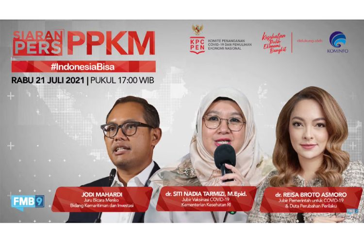Tangkapan layaran konferensi pers PPKM #IndonesiaBisa 