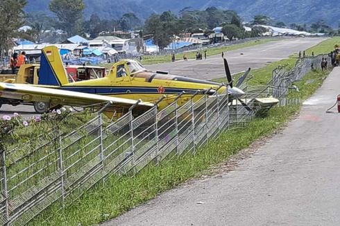 Pesawat Angkut 3 Ton Solar Tergelincir di Bandara Karubaga Papua, Pilot Terluka