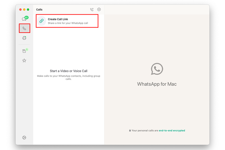Cara membuat tautan (link) video call atau voice call di WhatsApp khusus versi Mac