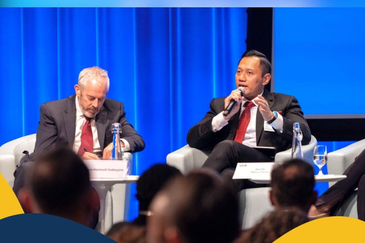 Menteri Agraria dan Tata Ruang/Kepala Badan Pertanahan Nasional (ATR/BPN), Agus Harimurti Yudhoyono (AHY) saat menjadi pembicara dalam panel internasional World Bank Land Conference 2024 yang berlangsung di Washington DC, Senin (13/05/2024) waktu setempat.
