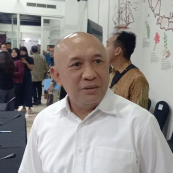 Menteri Koperasi dan UKM (MenKopUKM) Teten Masduki dalam acara Refleksi 2023 dan Outlook 2024 di Gedung Smesco, Jakarta, Kamis (21/12/2023).