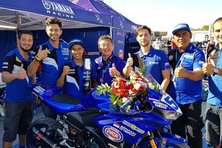 Galang Hendra sang juara World SSP300 di Sirkuit Jerez, Spanyol. (Dok. Yamaha)