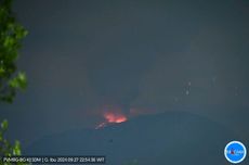 Gunung Ibu Lontarkan Lava Pijar Sejauh 300 Meter, Disertai Gemuruh Kuat