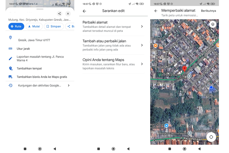 Ilustrasi cara perbaiki alamat di Google Maps