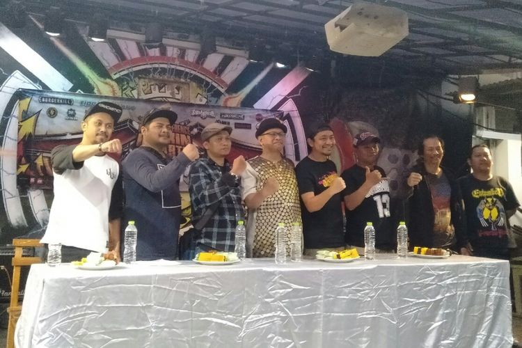 Pihak penyelenggara Rockin Jakarta dalam jumpa pers di kawasan Bulungan, Blok M, Jakarta Selatan, Jumat (12/10/2018).