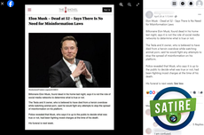 Disinformasi Bernada Satire soal Kematian Elon Musk