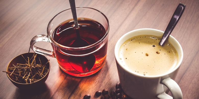 Ilustrasi kopi dan teh panas
