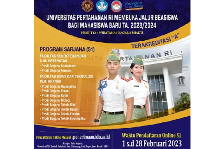 Pendaftaran mahasiswa baru Unhan 2023.