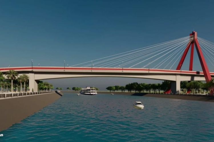 Wujud Jembatan Aek Tano Ponggol, Sumatera Utara yang akan rampung pada 2022 mendatang.