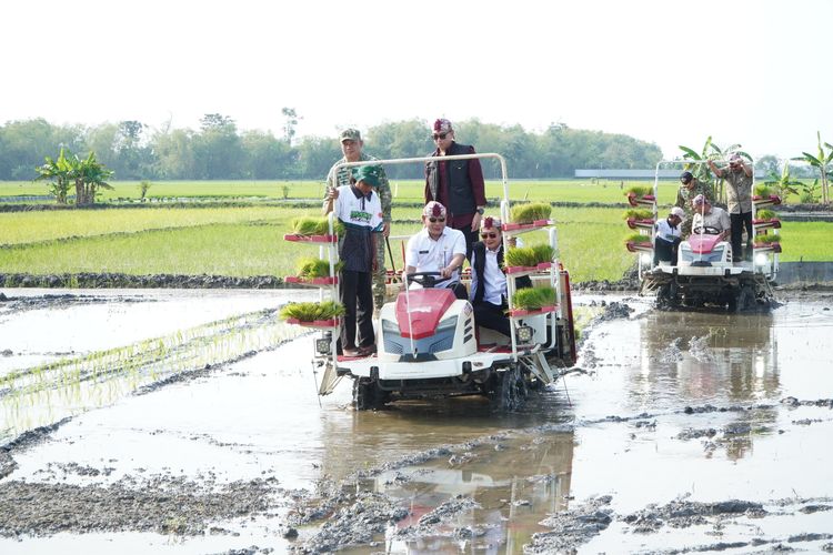 Gerakan Tanam Padi di Desa Kebalan Kulon Kecamatan Sekaran, pada Sabtu (30/5/2026).