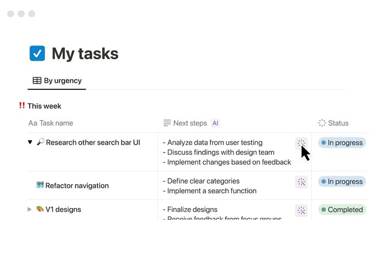 Asisten AI Q&A di Notion bisa bikin tabel to do list berdasarkan level urgensi.
