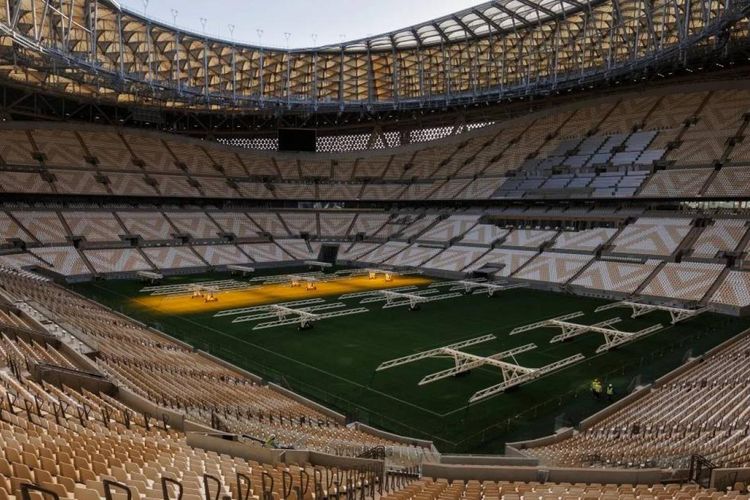 Penampakan bagian dalam Stadion Lusail, lokasi Final Piala Dunia 2022.