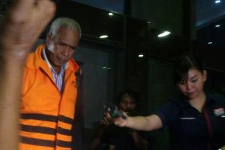 Bupati Biak Numfor Yesaya Sombuk ditahan di Rutan Guntur, Jakarta, Selasa (17/6/2014).